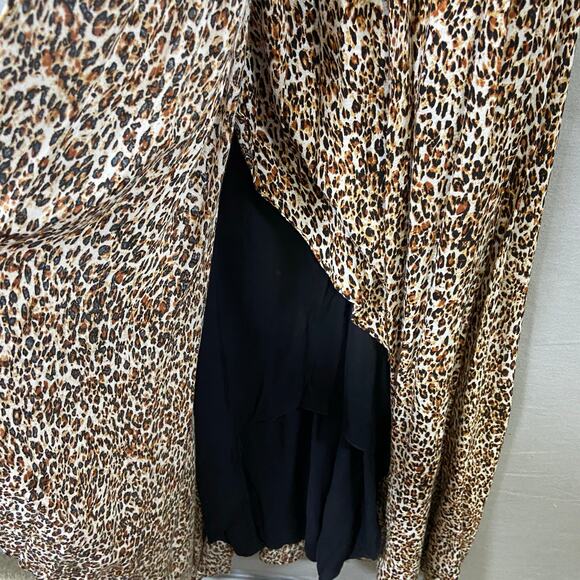 Free People Animal Instincts Cheetah Print Open Back Halter Maxi Dress Size 10 - Picture 10 of 15
